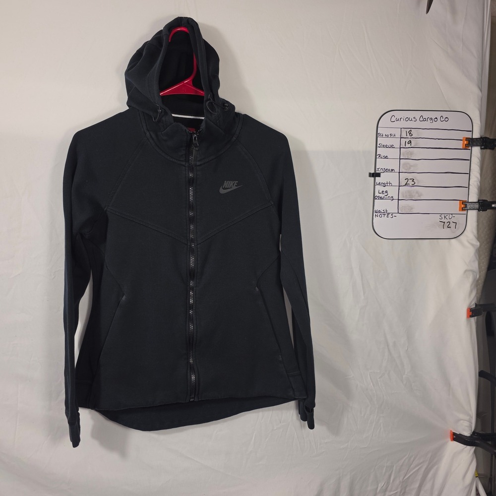 Nike Tech Fleece Hoodie Womens M Black Good 842845-010 Full Zip Scuba Hood